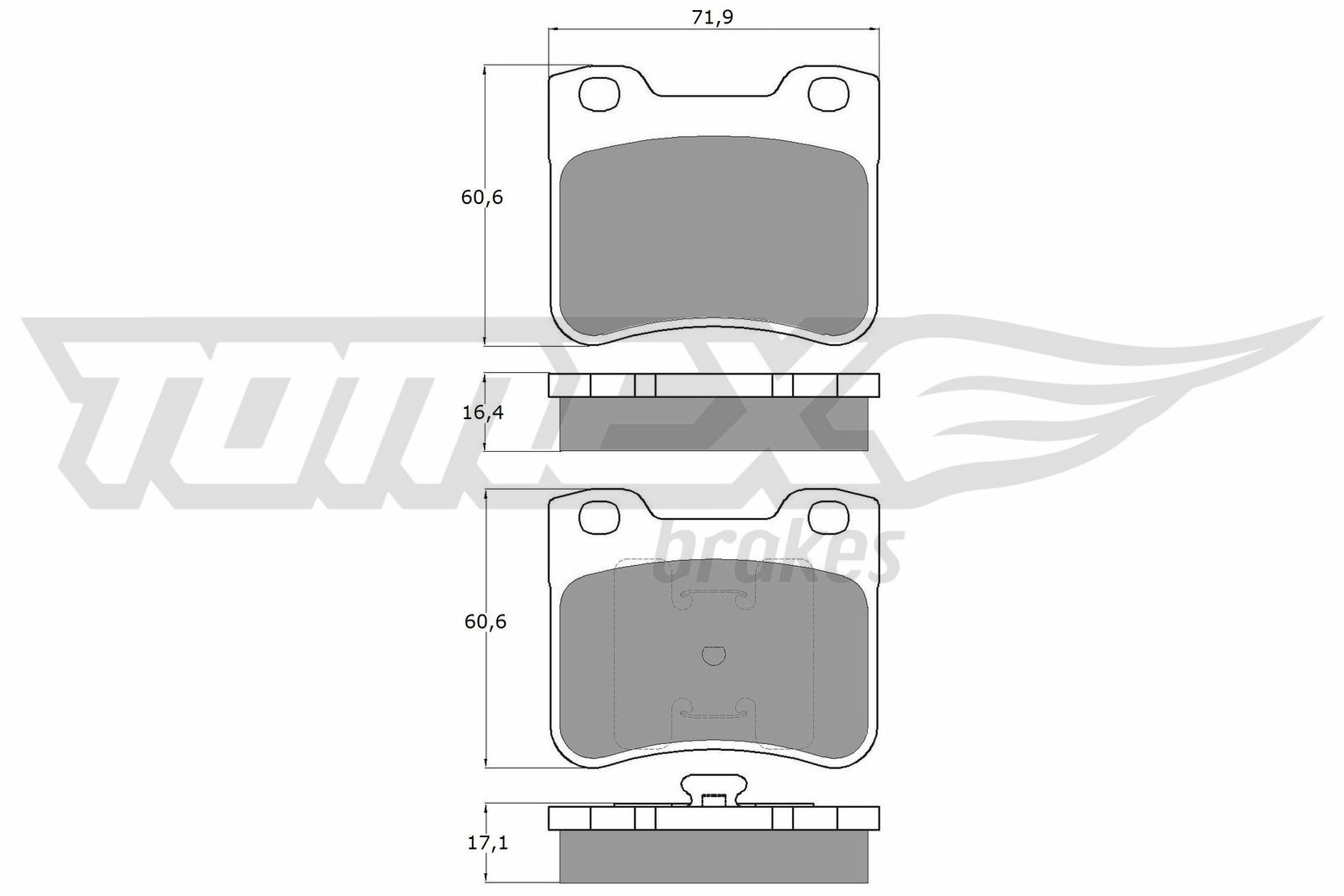 Sada brzdových destiček, kotoučová brzda TOMEX Brakes